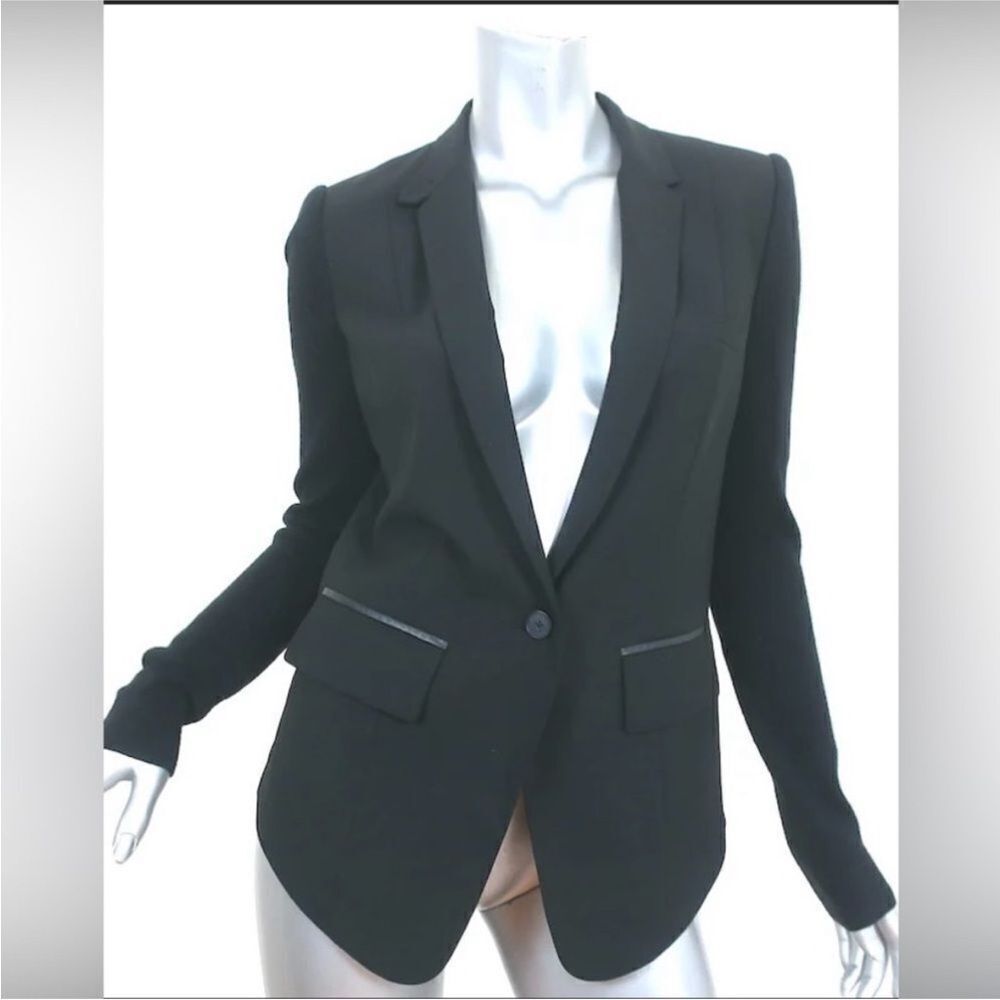 Cut25 by Yigal Azrouel Women's Black  leather trimmed Blazer , US6